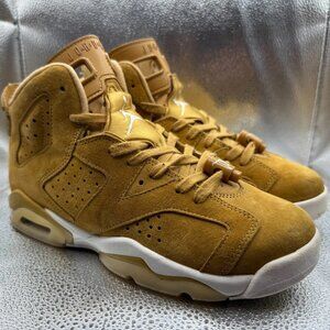 Size 6Y Nike Air Jordan 6 Retro High GS Golden Harvest Wheat Shoes 384665-705